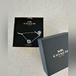 NWT Coach Silver Bracelet with Teal Accent